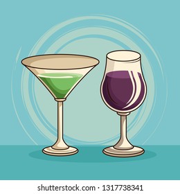 alcoholic drinks isolated