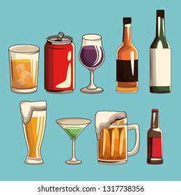 alcoholic drinks isolated