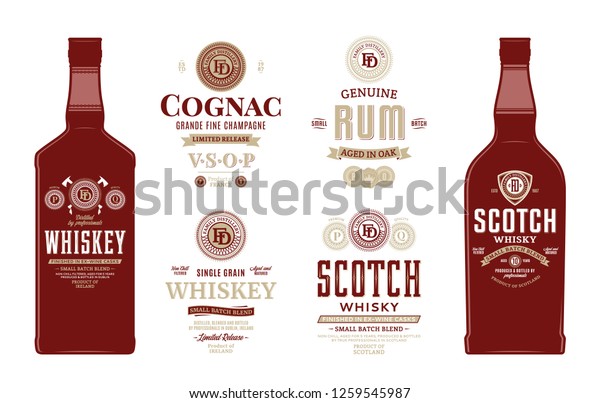 Download Alcoholic Drinks Labels Bottle Mockup Templates Stock Vector Royalty Free 1259545987