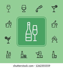 Alcoholic drinks line icon set. Cocktail, wine, strong drink. Alcohol concept. Can be used for topics like restaurant, bar, celebration, party