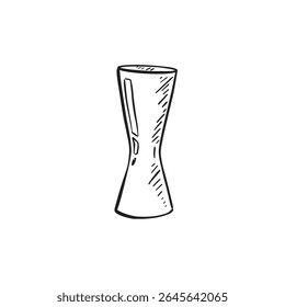 An alcoholic drinks measure in black and white.