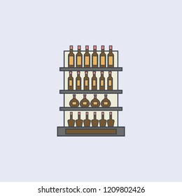 alcoholic drinks on shelves colored outline icon. One of the collection icons for websites, web design, mobile app