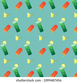 Alcoholic drinks pattern isolated on blue background