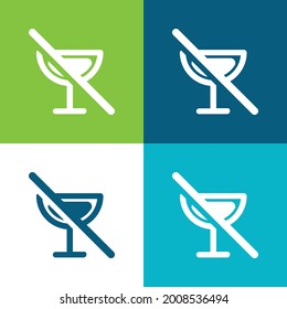 Alcoholic Drinks Prohibition Flat four color minimal icon set