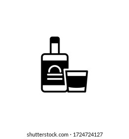 Alcoholic drinks vector icon in black solid flat design icon isolated on white background