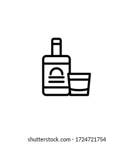 Alcoholic drinks vector icon in linear, outline icon isolated on white background