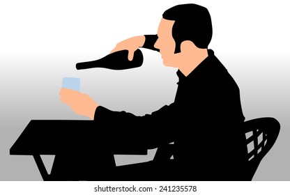 Alcoholic drunk man, vector 