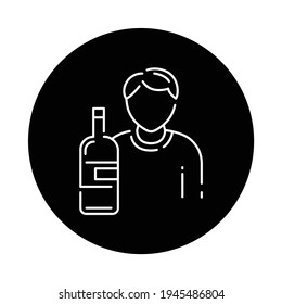 Alcoholic father black glyphicon. Family problems. Psychological addiction. Sign for web page, mobile app, button, logo. Editable stroke