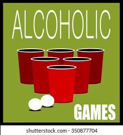 alcoholic games design with cups and balls