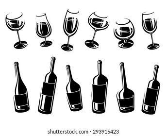 Alcoholic glass collection. Vector