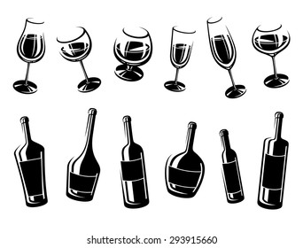 Alcoholic glass collection. Vector