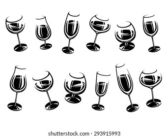 Alcoholic glass collection. Vector