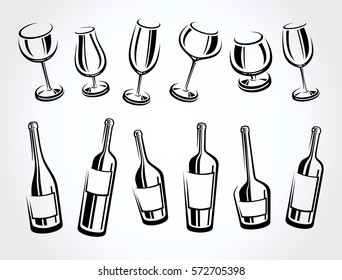 Alcoholic glass collection. Vector
