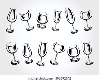 Alcoholic glass collection. Vector