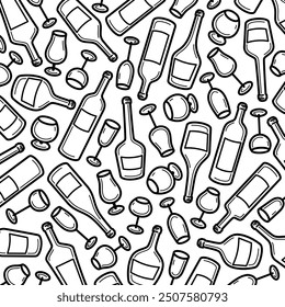 Alcoholic glass pattern background set. Collection icon alcoholic. Vector 