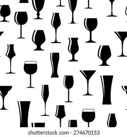 Alcoholic Glass Silhouette Seamless Pattern Background Vector Illustration EPS10