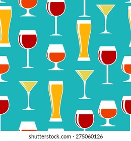 Alcoholic Glass Silhouette Seamless Pattern Background Vector Illustration EPS10