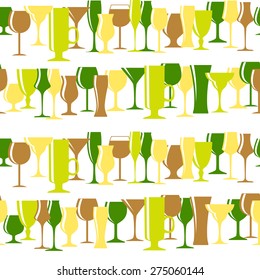 Alcoholic Glass Silhouette Seamless Pattern Background Vector Illustration EPS10