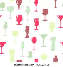 Alcoholic Glass Silhouette Seamless Pattern Background Vector Illustration EPS10