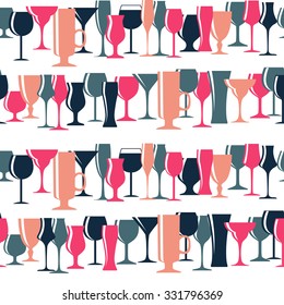 Alcoholic Glass Silhouette Seamless Pattern Background Vector Illustration EPS10