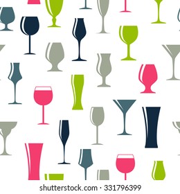 Alcoholic Glass Silhouette Seamless Pattern Background Vector Illustration EPS10