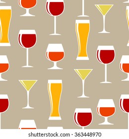 Alcoholic Glass Silhouette Seamless Pattern Background Vector Illustration EPS10