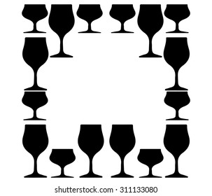 Alcoholic Glass Silhouette.Vector Illustration. Bar menu background.Template for menu card.