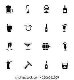 Alcoholic icon - Expand to any size - Change to any colour. Perfect Flat Vector Contains such Icons as mate, cognac, glass, bottle, wineglass, whiskey, barrel, martini, bucket, ice cocktail and more