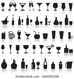 Alcoholic icons on a white background with a shadow