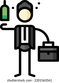 Stockillustration für alkoholische Einzelkonstruktionen. Vektorgrafik auf weißem Hintergrund