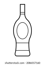 Alcoholic linear bottle illustration. Alcohol cocktail drink icon. Bar menu flat vector logo. Outline vector art. 