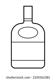 Alcoholic linear bottle illustration. Alcohol cocktail drink icon. Bar menu flat vector logo. Outline vector art. 