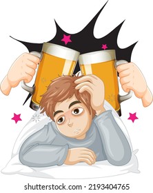 Alcoholic man cartoon character illustration