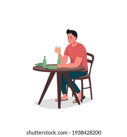 Alcoholic man flat color vector detailed character. Bad toxic habit. Sad guy. Dependence on alcohol. Substance abuse isolated cartoon illustration for web graphic design and animation