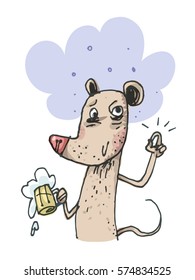 Alcoholic Mouse. Cartoons personage