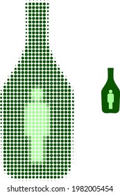Alcoholic person halftone dotted icon illustration. Halftone array contains circle points. Vector illustration of alcoholic person icon on a white background.