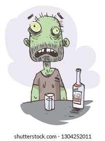 Alcoholic psychosis. Vector illustration - Vector