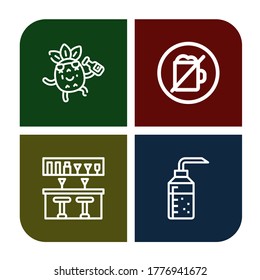 alcoholic simple icons set. Contains such icons as Drunk, No alcohol, Bar counter, Alcohol, can be used for web, mobile and logo