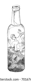 Alcoholic trapped in a bottle (grey)