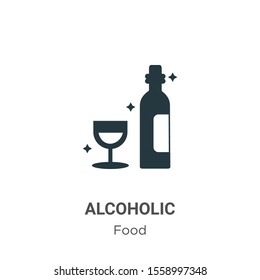 Alcoholic vector icon on white background. Flat vector alcoholic icon symbol sign from modern food collection for mobile concept and web apps design.