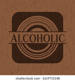 Alcoholic vintage wood emblem. Vector Illustration.
