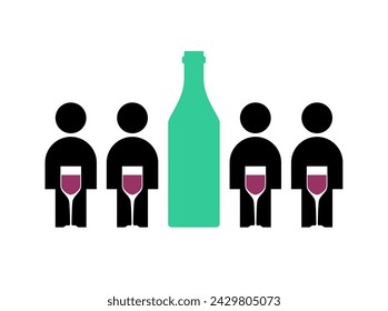 Alcoholics Anonymous Club sign logo. People and alcohol. Concept for meeting of people with alcoholism icon svg