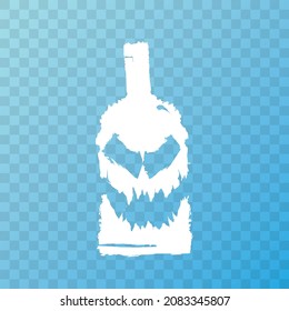 alcoholism concept illustration with scary face on bottle of alcohol isolated on transparent background. Vector alcohol abuse concept illustration and banner design template
