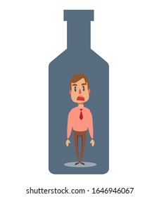  Alkoholismus. Konzeptuelle Illustration für Alkoholismus. Vektorillustration Flach Design Illustration.