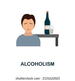 Alcoholism flat icon. Colored element sign from psychological disorders collection. Flat Alcoholism icon sign for web design, infographics and more.