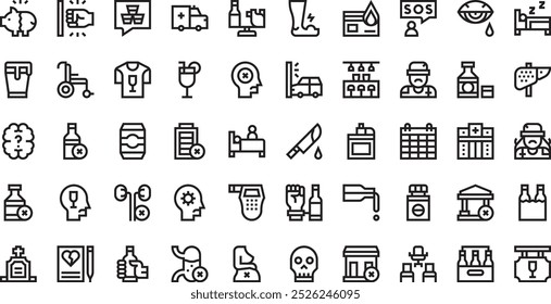 Alcoholism icons High-Quality Vector Icons Collection with Editable Stroke. Ideal for Professional and Creative Projects.