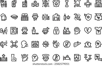 Alcoholism icons High-Quality Vector Icons Collection with Editable Stroke. Ideal for Professional and Creative Projects