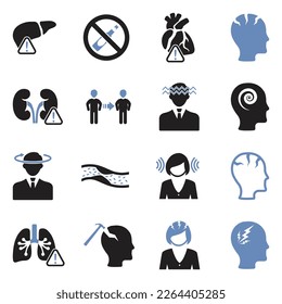 Iconos de alcoholismo. Diseño Plano De Dos Tonos. Ilustración vectorial.