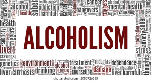 Alcoholism vector illustration word cloud isolated on white background.