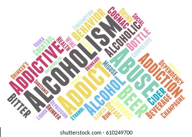 alcoholism word cloud typography